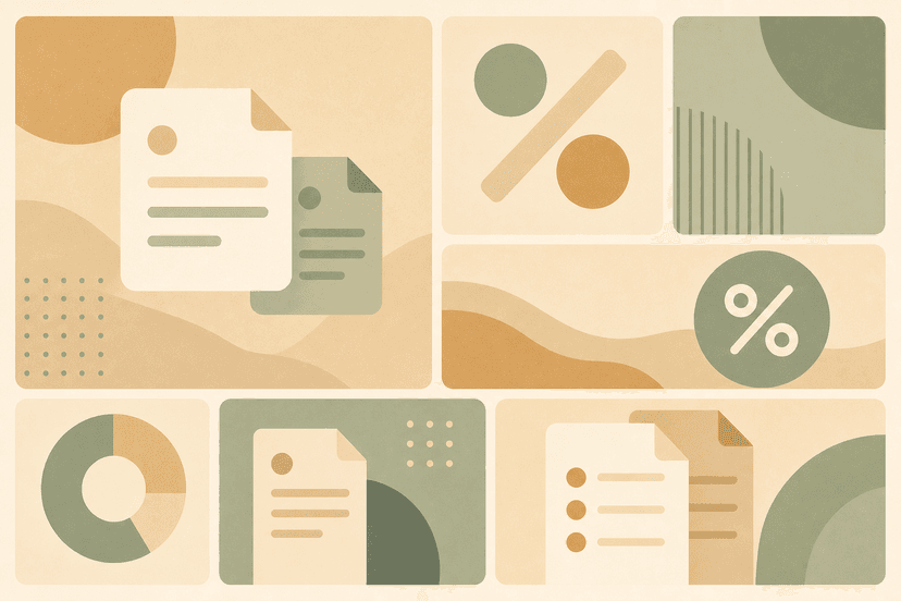 Abstract document and percentage tiles